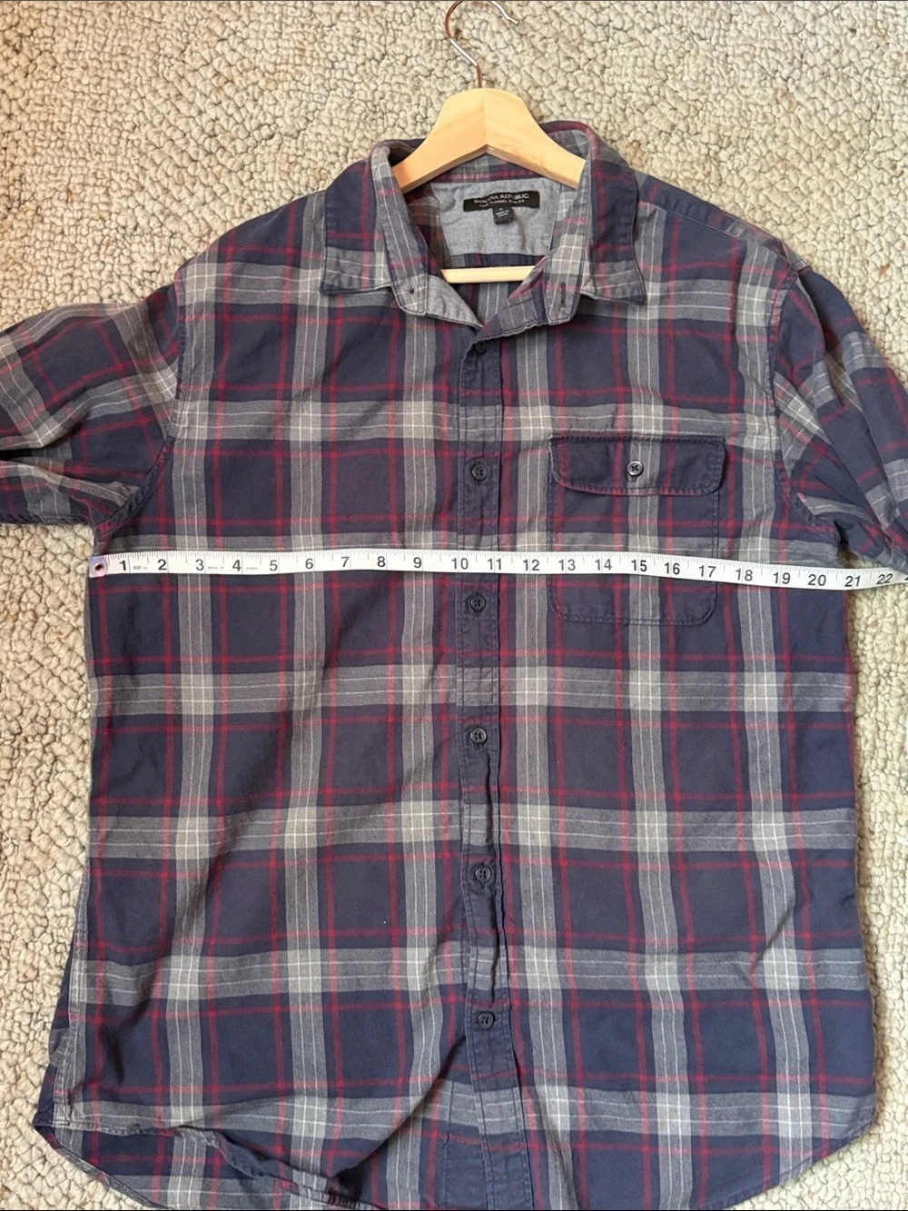 Banana Republic Navy, Red & Light Blue Plaid Shirt